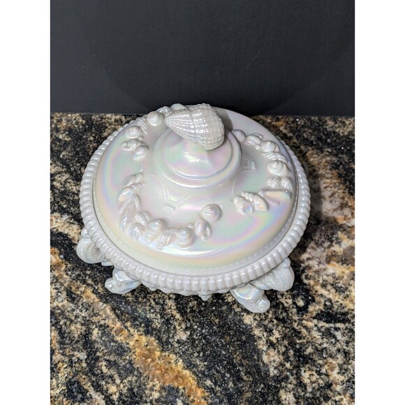 Westmoreland Art Glass Sea Shell Candy Dish With Dolphin Feet In Milk Glass - Picture 2 of 5